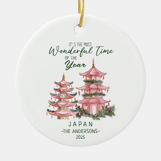 Kerst in Japan Custom Travel Keramisch Ornament (Voorkant)