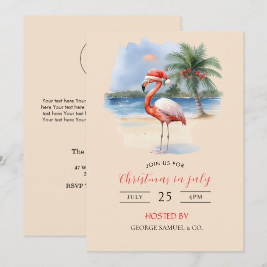 Kerst in juli aangepaste bedrijfsnaam Logo & tekst Kaart (Voorkant / Achterkant)