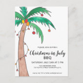Kerst in juli BBQ Palm Uitnodigingskaart Uitnodiging Briefkaart (Voorkant)