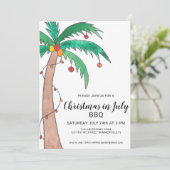 Kerst in juli BBQ Palmboom Uitnodiging (Staand voorkant)
