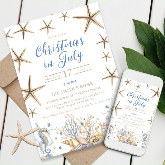 Kerst in juli Beach Party Uitnodiging