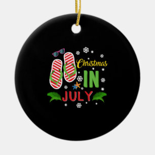 Kerst in juli Beach Teenslippers Zonnebril Zon Keramisch Ornament