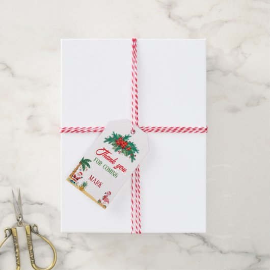 Kerst in juli bedanklabel cadeaulabel (Met Touw)