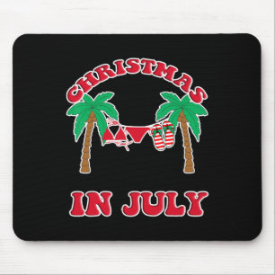 Kerst in juli bikiniflipflops met palmboom muismat