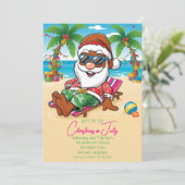 Kerst in juli Brown Santa Party Uitnodiging (Staand voorkant)