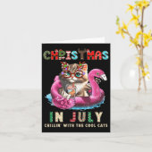Kerst in juli Chillin Cats Flamingo Float Meow Kaart (Gele Bloem)