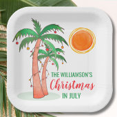 Kerst in juli feest gepersonaliseerd papieren bordje