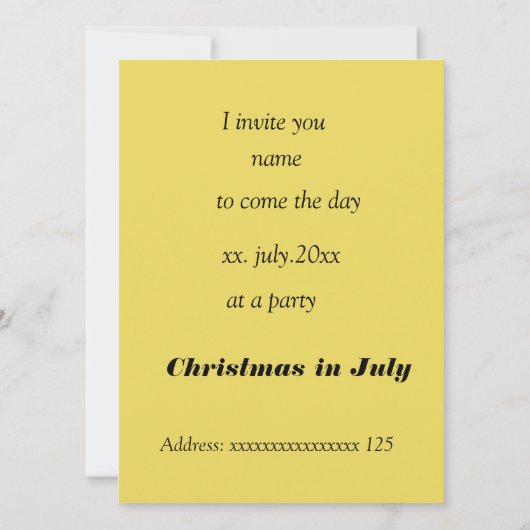 Kerst in juli feest kaart (Achterkant)