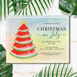 Kerst in juli-feestwatermeloen uitnodiging briefkaart