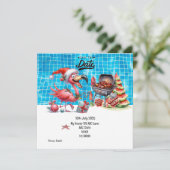 Kerst in juli Flamingo Save the Date Party Kaart (Staand voorkant)