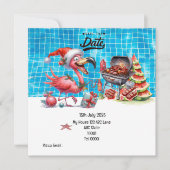 Kerst in juli Flamingo Save the Date Party Kaart (Voorkant)