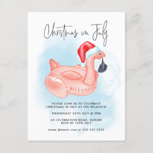 Kerst in juli Flamingo Summer Pool Party Feestdagenkaart