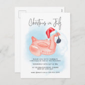 Kerst in juli Flamingo Summer Pool Party Feestdagenkaart (Voorkant / Achterkant)