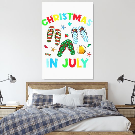Kerst in juli Flip Flop Funny Summer Xmas Mannen Canvas Afdruk (Insitu (Slaapkamer))