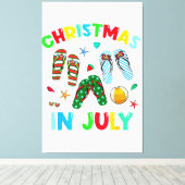 Kerst in juli Flip Flop Funny Summer Xmas Mannen Canvas Afdruk (Insitu (Houten vloer))