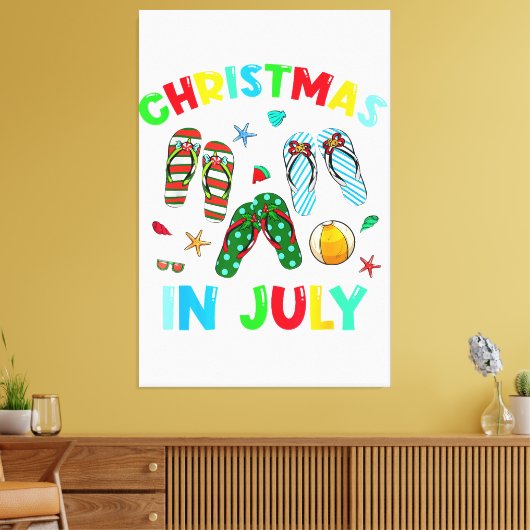 Kerst in juli Flip Flop Funny Summer Xmas Mannen Canvas Afdruk (Insitu (Woonkamer))