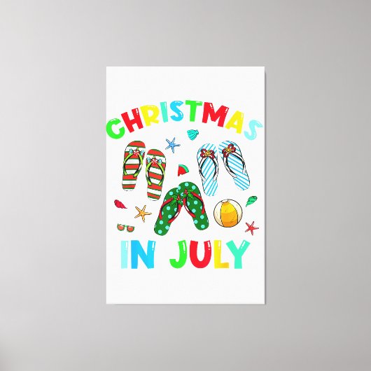 Kerst in juli Flip Flop Funny Summer Xmas Mannen Canvas Afdruk (Voorkant)