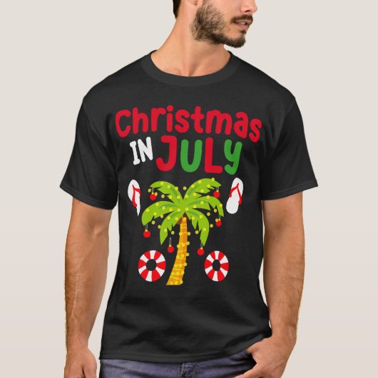 Kerst in juli Flip Flop Funny Summer Xmas Mannen T-shirt (Voorkant)