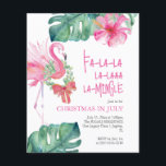 Kerst in juli Flyer Waterverf Flamingo<br><div class="desc">Vier het seizoen met deze kerstflyer in juli - een leuke en feestelijke manier om gasten uit te nodigen voor uw zomerfeest met een tropisch thema! Dit waterverf roze flamingo-ontwerp wordt gecombineerd met monstera palmbladeren en de speelse zin "Fa-la-la-la-la-mingle" in handgeschreven typografie, waardoor je een grillige draai geeft aan je...</div>