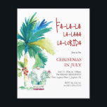 Kerst in juli Flyers Sjablonen Tropisch Thema<br><div class="desc">Maak een plons met uw kerst in juli evenementen met behulp van deze feestelijke en tropische kerst in juli flyer! Met een waterverf Santa in een Bahama-shirt onder een palmboom met weelderige monstera bladeren, brengt dit ontwerp een leuke draai aan traditionele vakantiethema's. De speelse, met de hand geletterde uitdrukking "Fa-la-la-la-la-orida"...</div>