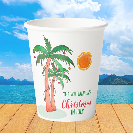 Kerst in juli gepersonaliseerd papieren bekers
