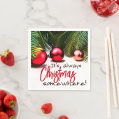 Kerst in juli Grappig Gezegde Zomerpalmboom Servet (Insitu)