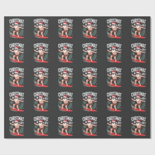 Kerst in juli Grappig Kerstfeest Santa Beach Cadeaupapier (Vlak)