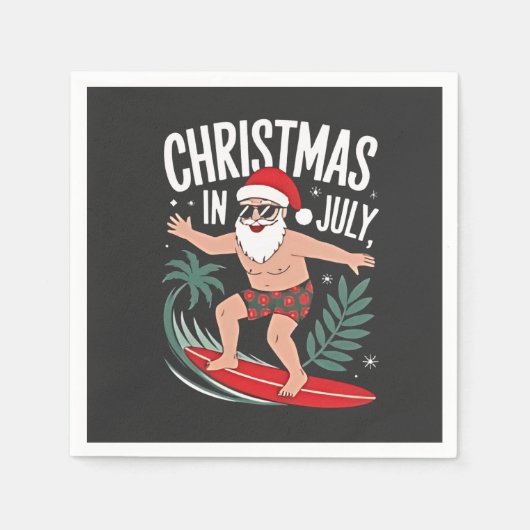 Kerst in juli Grappig Kerstfeest Santa Beach Servet (Voorkant)