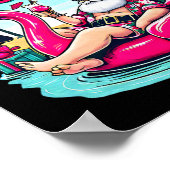 Kerst in juli Grappige Kerstman Relax op het stran Poster (Hoek)