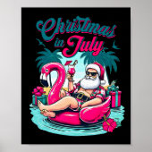 Kerst in juli Grappige Kerstman Relax op het stran Poster (Voorkant)