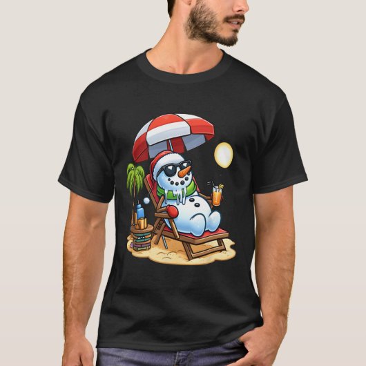 Kerst in juli Grappige sneeuwman Zomer Fun Beach H T-shirt (Voorkant)