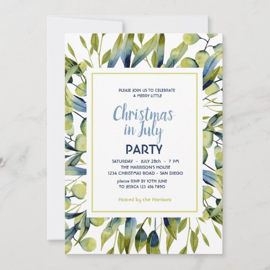 Kerst in juli Groene Blauwe Blauwe Blauwe Blauwe B Kaart (Voorkant)