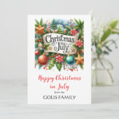 Kerst in juli Holiday Wreath Kaart (Staand voorkant)