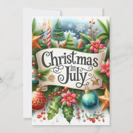 Kerst in juli Holiday Wreath Kaart (Achterkant)