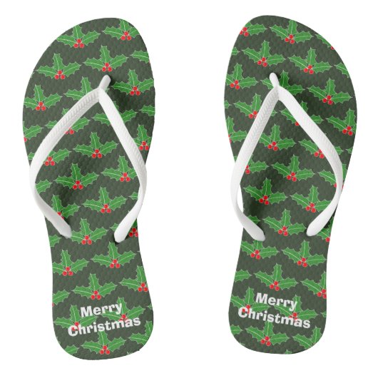 Kerst in juli holly leaf strand teenslippers (Voetbed)