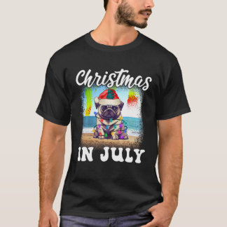 Kerst in juli Hondenliefhebber Xmas Funny Pug Mom T-shirt