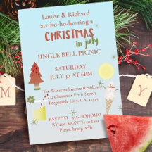Kerst-in-juli Jingle Bell Picknick Uitnodiging