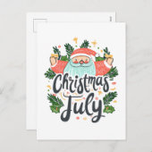 Kerst in juli Leuk & Feestelijk Santa Design Feestdagenkaart (Voorkant / Achterkant)