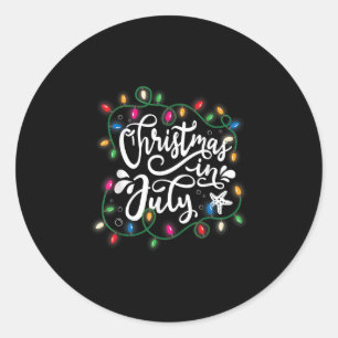 Kerst in juli Lights Grappige Zomer Xmas Mannen Wo Ronde Sticker