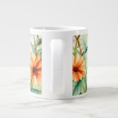 Kerst in juli met de kerstman op het strand grote koffiekop (Achterkant)