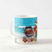 Kerst in juli met de kerstman op het strand koffiemok (Voorkant links)