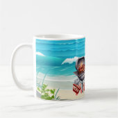 Kerst in juli met de kerstman op het strand koffiemok (Links)