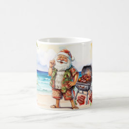 Kerst in juli met de kerstman op het strand koffiemok