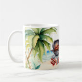 Kerst in juli met de kerstman op het strand koffiemok (Links)