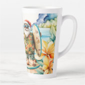 Kerst in juli met de kerstman op het strand latte mok (Rechts)