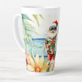 Kerst in juli met de kerstman op het strand latte mok (Linkerhoek)