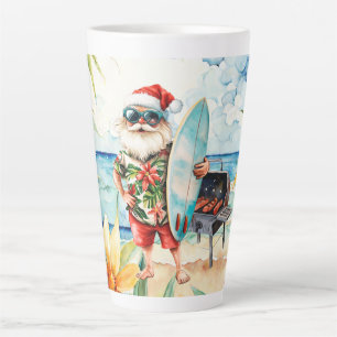 Kerst in juli met de kerstman op het strand latte mok