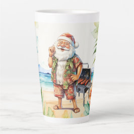 Kerst in juli met de kerstman op het strand latte mok