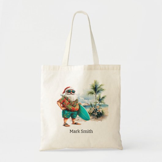 Kerst in juli met de Kerstman op het strand Tote Bag (Voorkant)