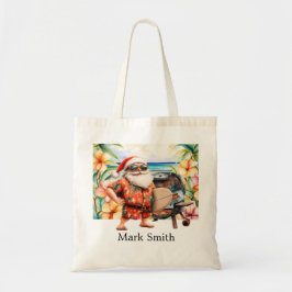 Kerst in juli met de Kerstman op het strand Tote Bag